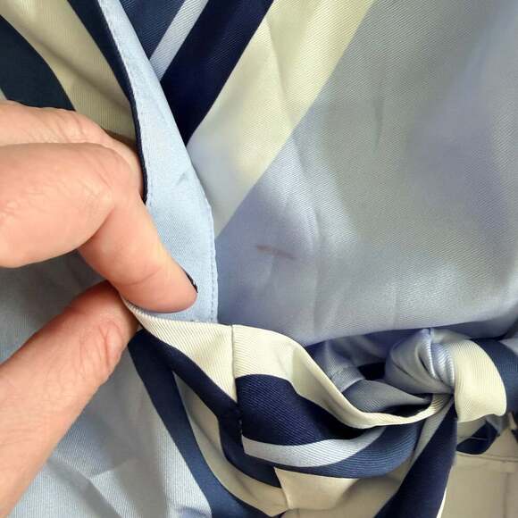 Zara Blue Striped Silky Knot Cropped Blouse - Picture 5 of 5